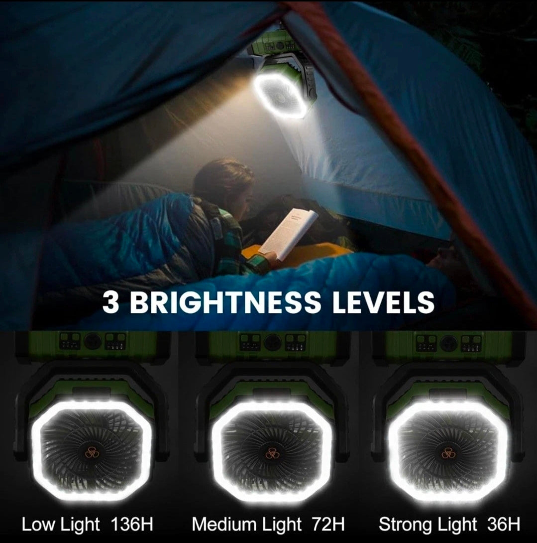 PMIAU F6 20,000mAh Portable Camping Fan with LED Light, Remote & Power Bank