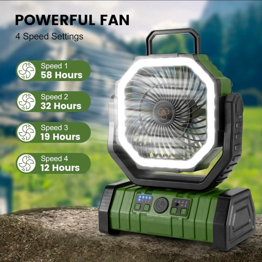 PMIAU F6 20,000mAh Portable Camping Fan with LED Light, Remote & Power Bank